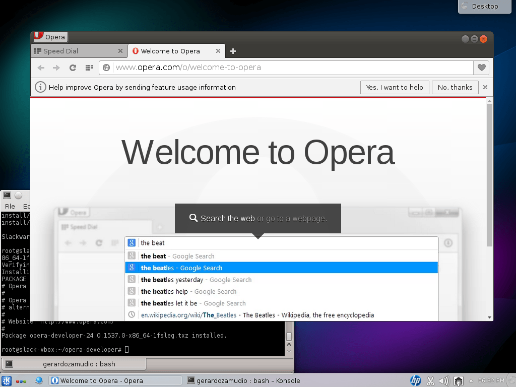 Opera 24 Running on Slackware64 14.1